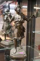 Emile Pinedo 1840 - 1916 Bronzed figure of a walking Arab with stick. 33cm in Height