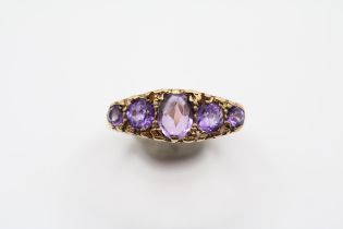 9ct Gold Victorian Amethyst set ring Size O. 5g total weight