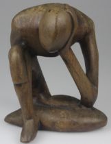 Vintage African "The Thinker" Wooden Sculpture