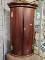 20thC Mahogany Cylinder corner cabinet with brass fittings by David Shield of Yorkshire