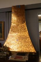 Large Copper hammered fire hood with Tudor roundels