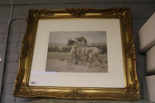 Gilt Framed framed print of horses by Wright Barker