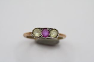 Victorian 9ct Ruby & Spinel Dress ring Size L. 2.18g total weight