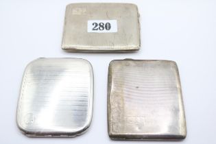 3 Early 20thC Silver Cigarette cases 304g total weight