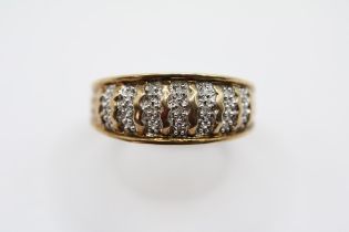 Ladies 9ct Gold Diamond rope design ring Size O. 3.27g total weight