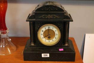 19ThC Belgian Slate Mantel clock with numeral dial