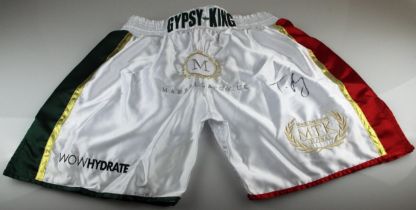 World Champion Gypsy King Tyson Fury Personally Signed Boxing Shorts.