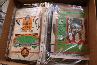 Box of assorted Football Programmes, some signed to include Leicester City, Nottingham Forrest etc