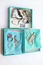 Collection of assorted Silver Jewellery to include Dress ring, stone set pendant on chain etc