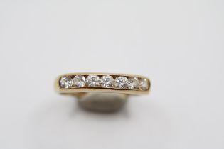 Ladies 9ct Gold Cubic Zircon Half Eternity ring Size H. 1.75g total weight