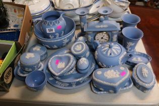 Good collection of assorted Wedgwood Jasperware to include Teapot, Mantel clock etc