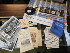 Quantity of Vintage Motorcycle memorabilia, photos, Car Ashtray, Book etc.. CAT CHANGE