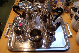 Viner's Siler plated 4 Piece Tea set with Sugar and two handled tray