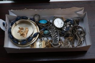 Collection of assorted Jewellery inc. Silver Bracelets, Art Nouveau style Thimble, Vogue Compact etc