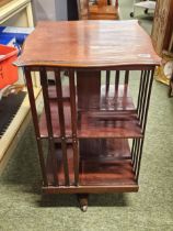 Edwardian Mahogany Revolving bookcase with slatted supports