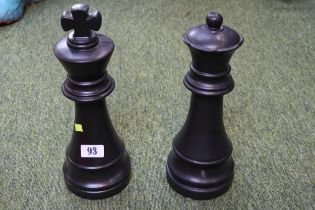 2 Oversize Chess pieces King and Queen. 34cm in Height