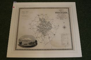 Map of the County of Huntingdon by C & J Greenwood 1829 mounted