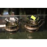 Pair of 800 Silver Cup holders with clear glass liners
