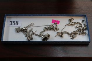 2 20thC Silver Charm bracelets with assorted charms 59g total weight