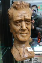 1930s Hand carved pine bust of a period style Golden era Hollywood Gentleman. 30cm in Height