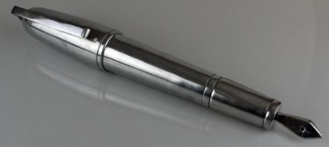 Large White Metal Fountain Pen Retail Display. Large fountain pen probably created as a retail