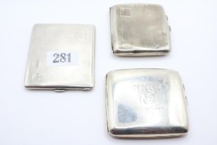 Collection of 3 Silver Cigarette Cases 310g total weight