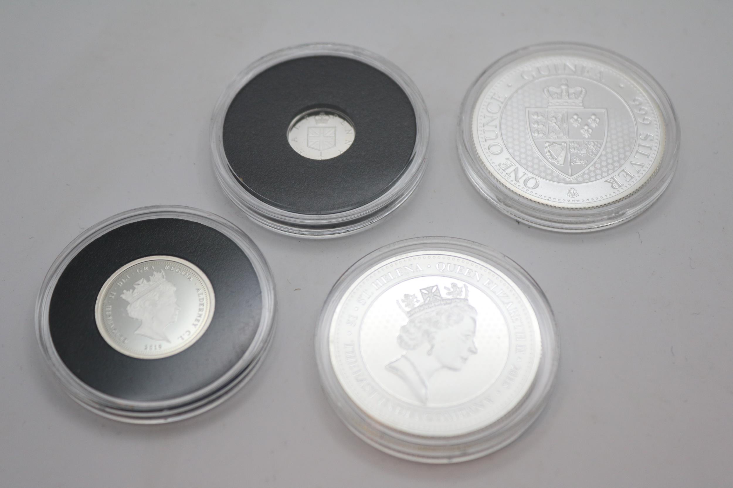 Collection of 4 Silver Proof Coins inc. 2018 St Helena Spade Guinea 1oz with certificate