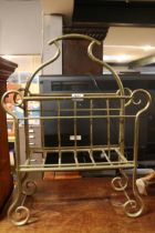 19thC Brass Magazine rack with scroll supports