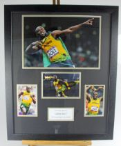 Usain Bolt personally signed 2012 London Olympics photograph montage. With Certificate of