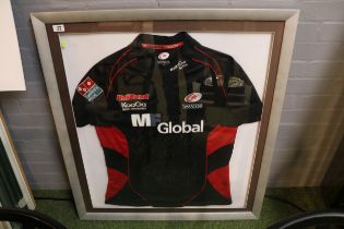 Framed Saracens Squad signed Jersey C.2010. 88 x 98cm