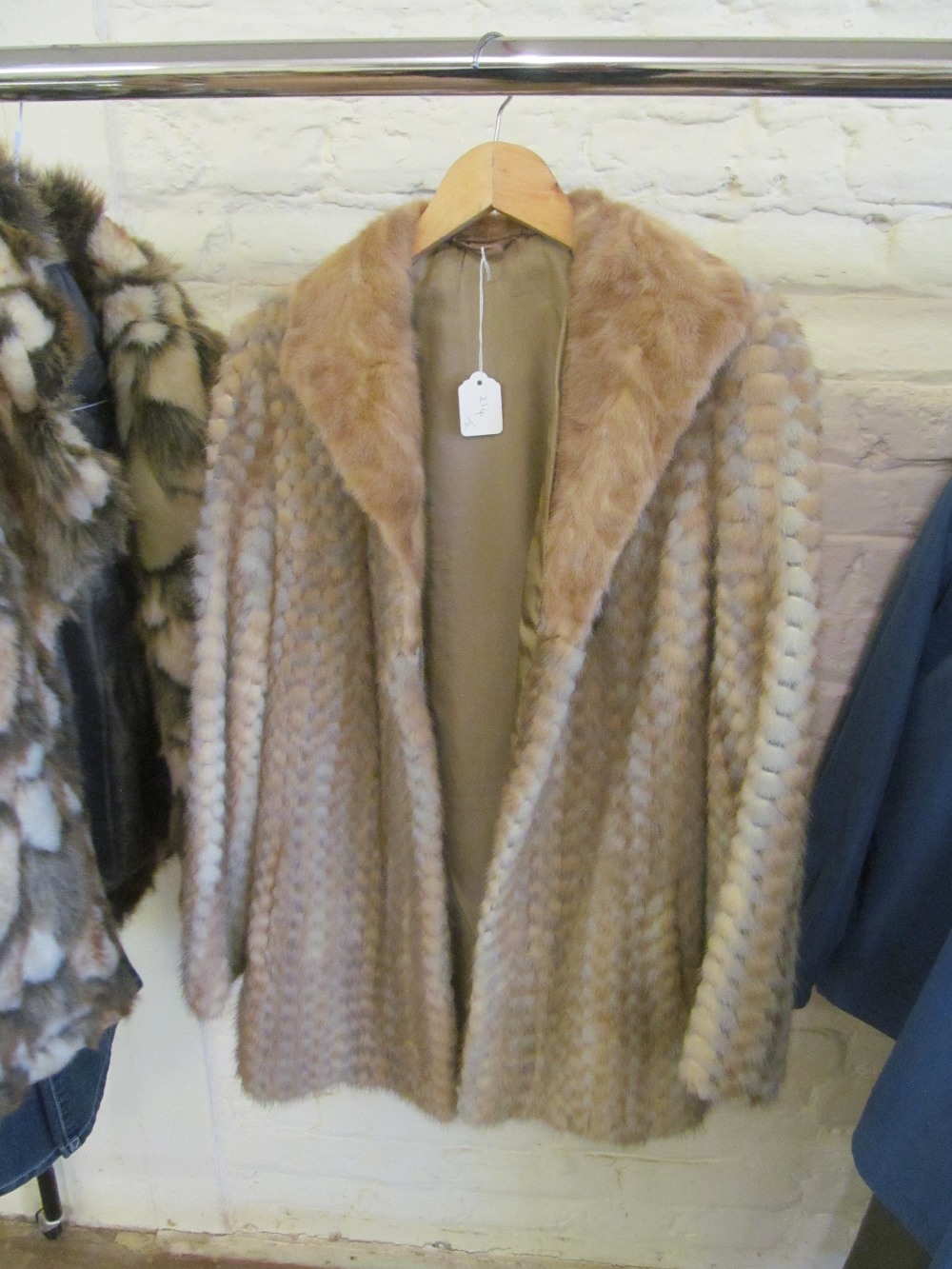 A half length faux fur jacket in soft brown tones and another fake fur jacket - Image 4 of 5