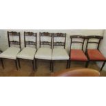 A set of four Edwardian inlaid chairs and a pair of Regency chairs