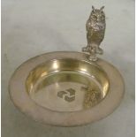 A silver NatWest dish with owl