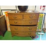 A 1920s bowfront chest of two short and three long drawers