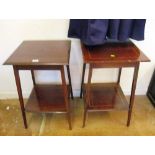 An Edwardian two tier table and another table