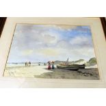 Rod Pearce 2 small and 2 larger watercolours Brighton and Beach scenes