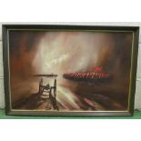 John Bampfield - oil on canvas military scene framed