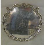 A silver salver with Chippendale style border 26oz