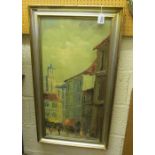 An oil on canvas continental town scene