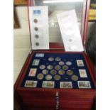 A Case Danbury Mint 100 years Lincoln coins in 4 drawers some missing and 3 sealed to be inserted