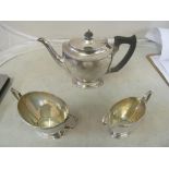 A silver three piece teaset 35.5 ozs (all in)
