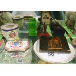 A 19th Century porcelain box and other items