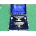 Two silver salts and spoons (i.c) 2oz