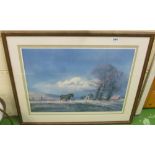 Frank Wooten limited print The Ploughman and Gerald Howarth three watercolours