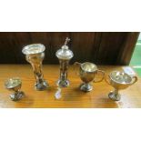 Five silver trophy cups