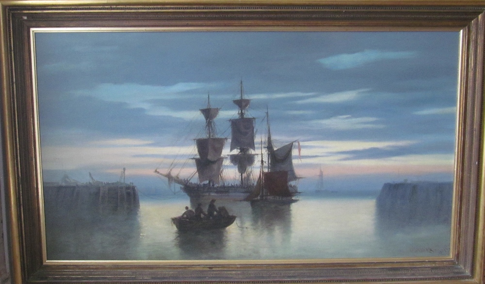 Charles John de Lacy 1879 oil Portsmouth Harbour, signed