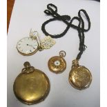 Two gold and two plated fob watches