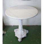A Victorian cast iron table with later marble top