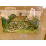 T N Tyndale - Victorian watercolour cottage and garden in gilt frame