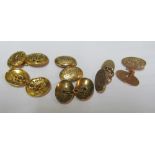 A pair of 15ct gold cufflinks 4.8gm, pair 9ct cufflinks and pair gold coloured cufflinks